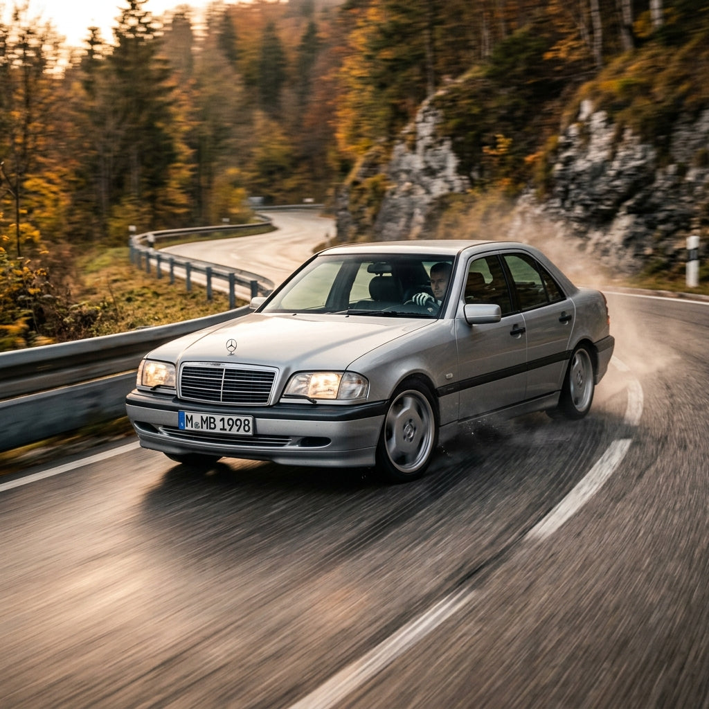 Action Shot: Mercedes Benz C-Class Driving Fast