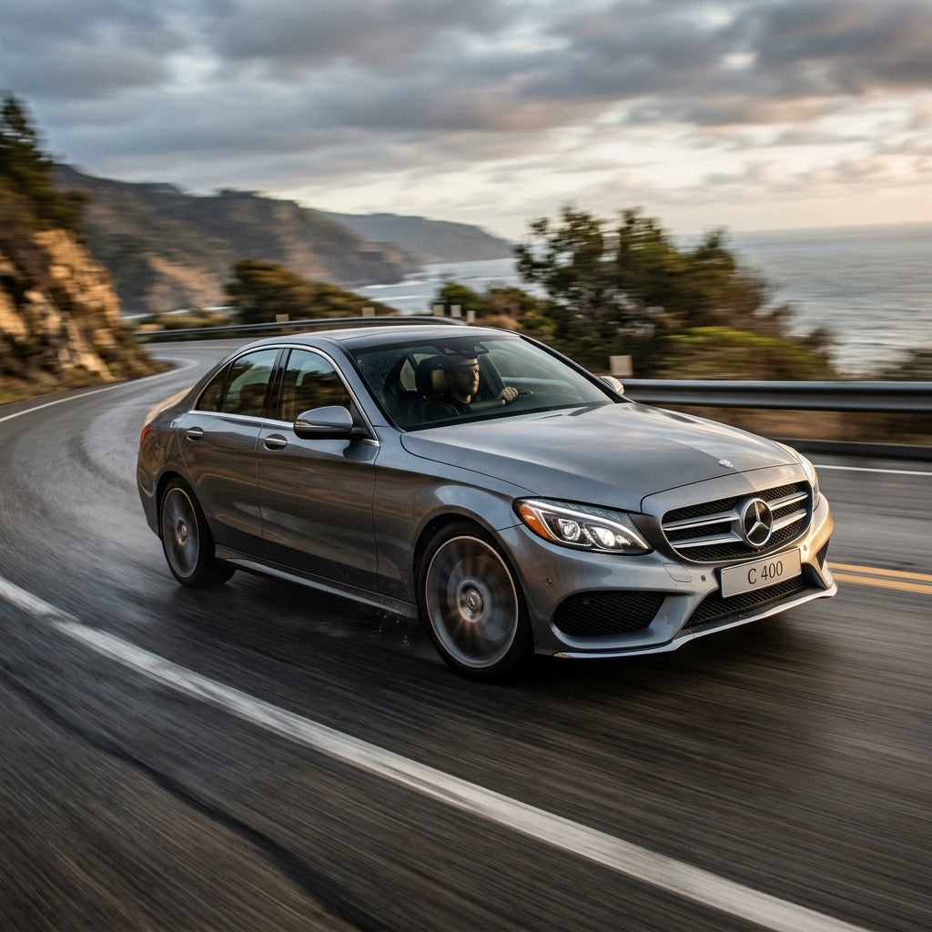 Action Shot: Mercedes Benz C-Class Driving Fast