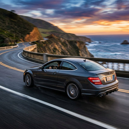 Action Shot: Mercedes Benz C-Class Driving Fast