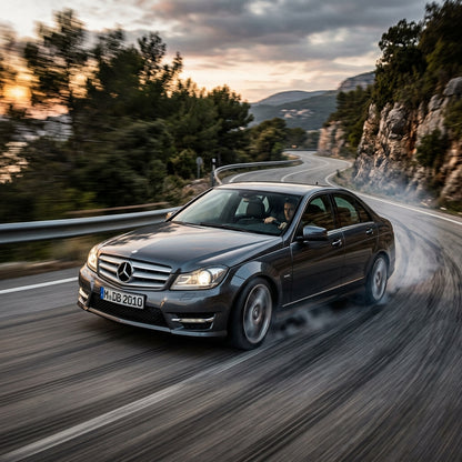 Action Shot: Mercedes Benz C-Class Driving Fast