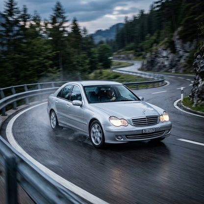Action Shot: Mercedes Benz C-Class Driving Fast