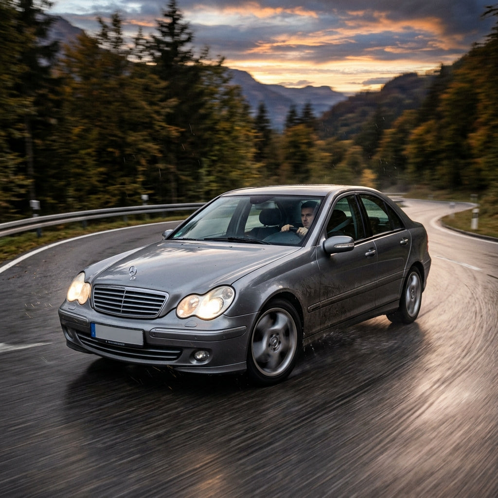 Action Shot: Mercedes Benz C-Class Driving Fast