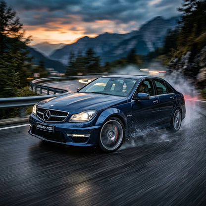 Action Shot: Mercedes Benz C-Class Driving Fast