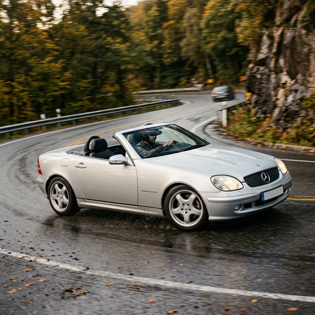 Action Shot: Mercedes Benz C-Class,SLK-Class Driving Fast