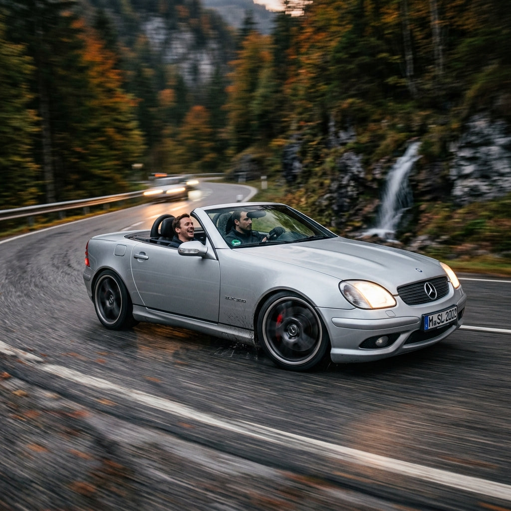 Action Shot: Mercedes Benz C-Class,SLK-Class Driving Fast