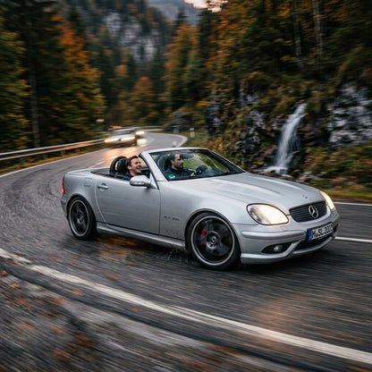 Action Shot: Mercedes Benz C-Class,SLK-Class Driving Fast