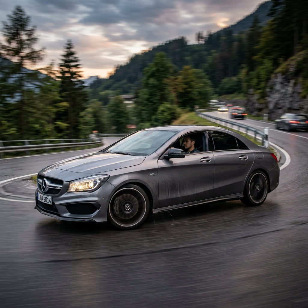 Action Shot: Mercedes Benz CLA-Class Driving Fast