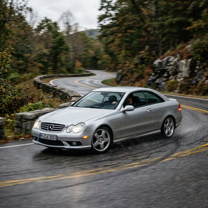 Action Shot: Mercedes Benz CLK-Class Driving Fast