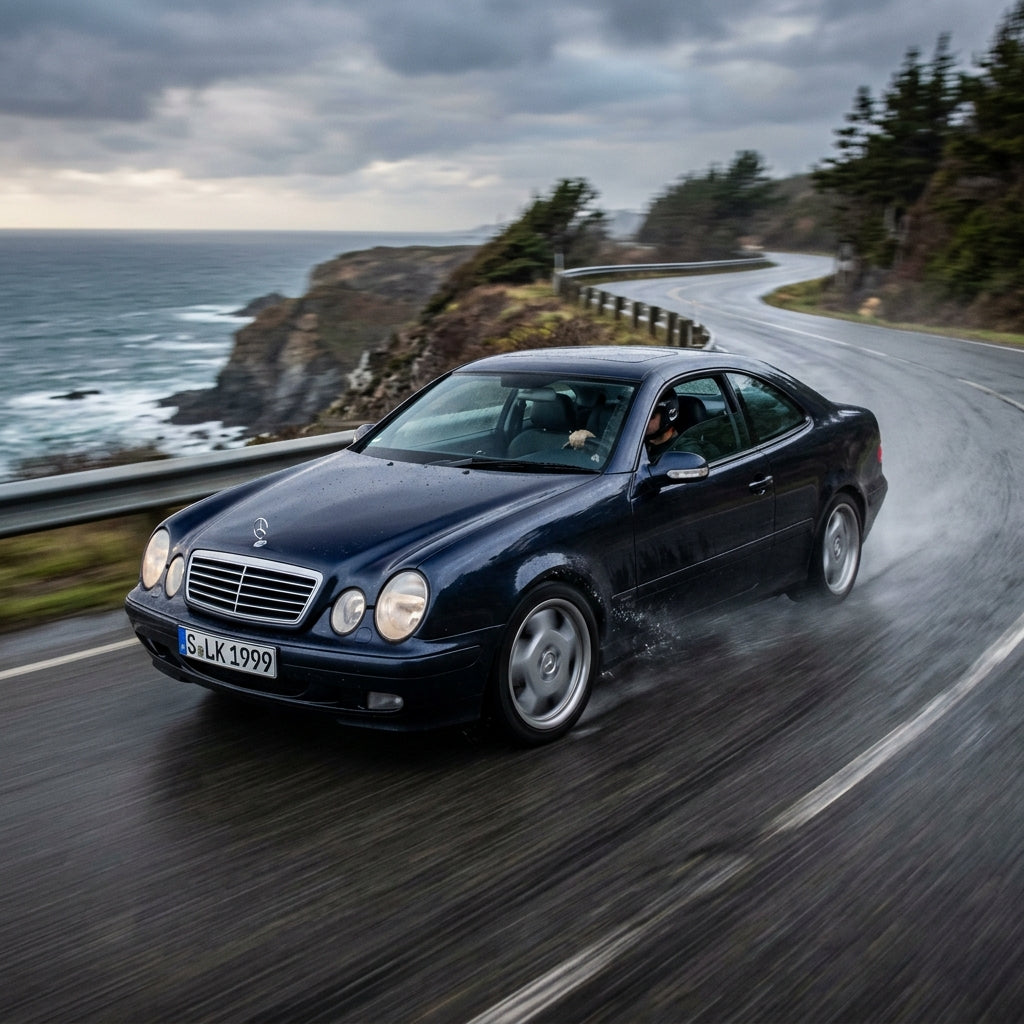 Action Shot: Mercedes Benz CLK-Class Driving Fast