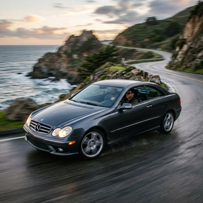 Action Shot: Mercedes Benz CLK-Class Driving Fast