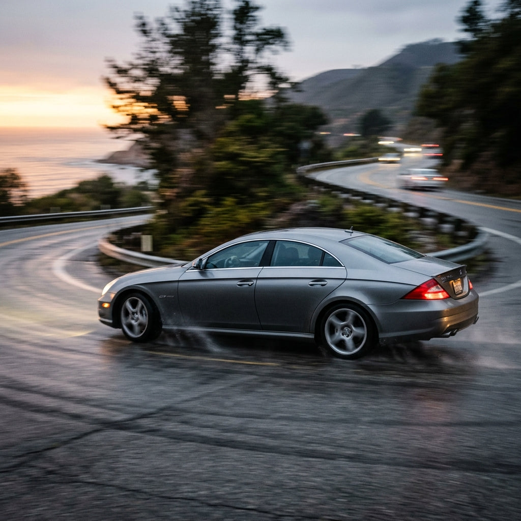 Action Shot: Mercedes Benz CLS-Class Driving Fast