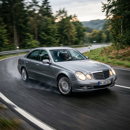 Action Shot: Mercedes Benz E-Class Driving Fast