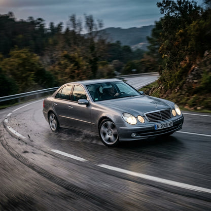 Action Shot: Mercedes Benz E-Class Driving Fast