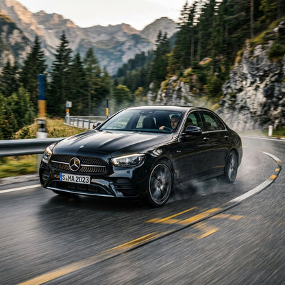 Action Shot: Mercedes Benz E-Class Driving Fast