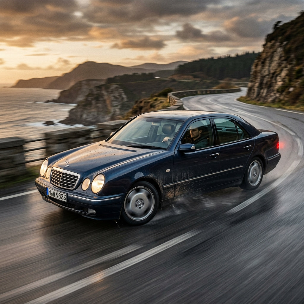 Action Shot: Mercedes Benz E-Class Driving Fast