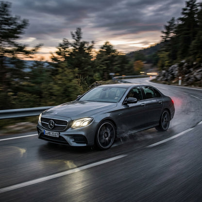 Action Shot: Mercedes Benz E-Class Driving Fast