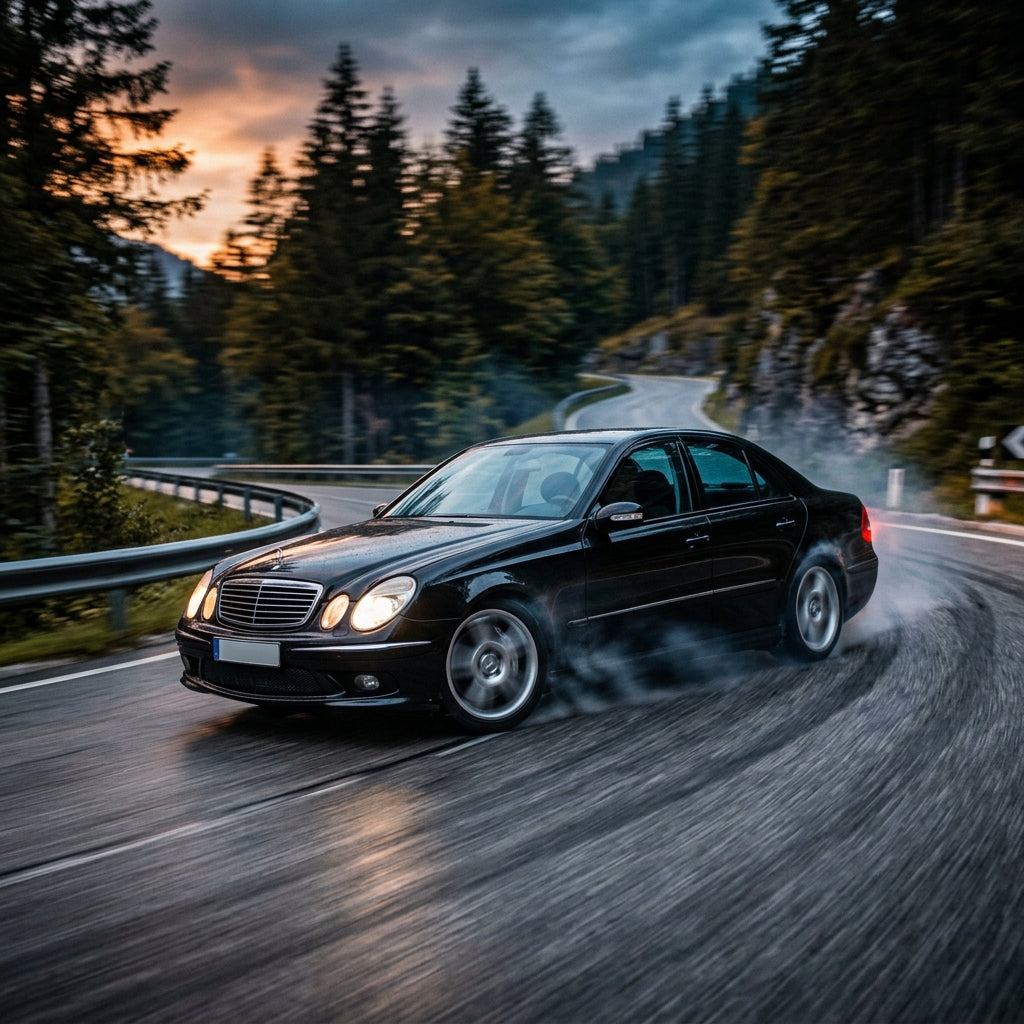 Action Shot: Mercedes Benz E-Class,CLS-Class,CL-Class,S-Class,SL-Class,G-Class Driving Fast