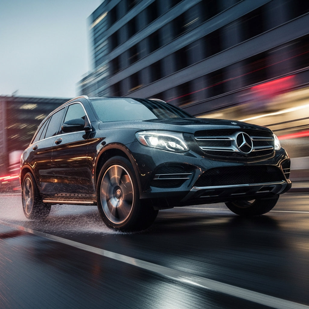 Action Shot: Mercedes Benz GLC-Class, C-Class Driving Fast