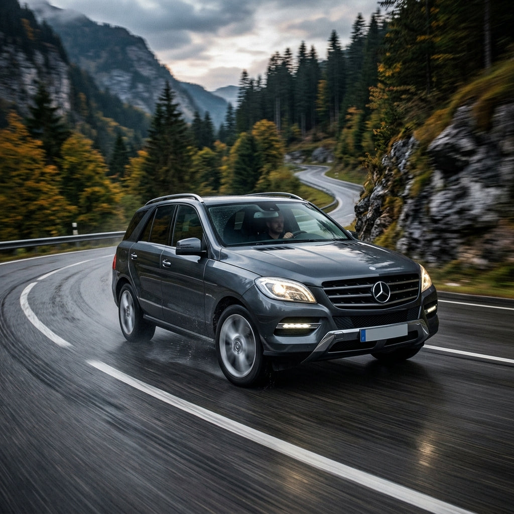 Action Shot: Mercedes Benz M-Class Driving Fast