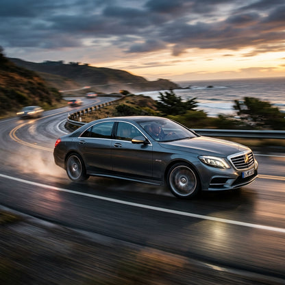 Action Shot: Mercedes Benz S-Class Driving Fast