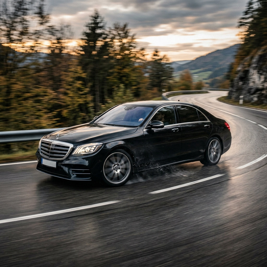 Action Shot: Mercedes Benz S-Class Driving Fast