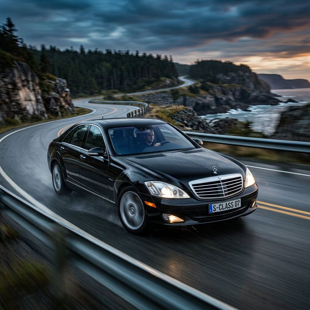 Action Shot: Mercedes Benz S-Class Driving Fast