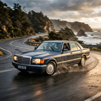 Action Shot: Mercedes Benz S-Class Driving Fast