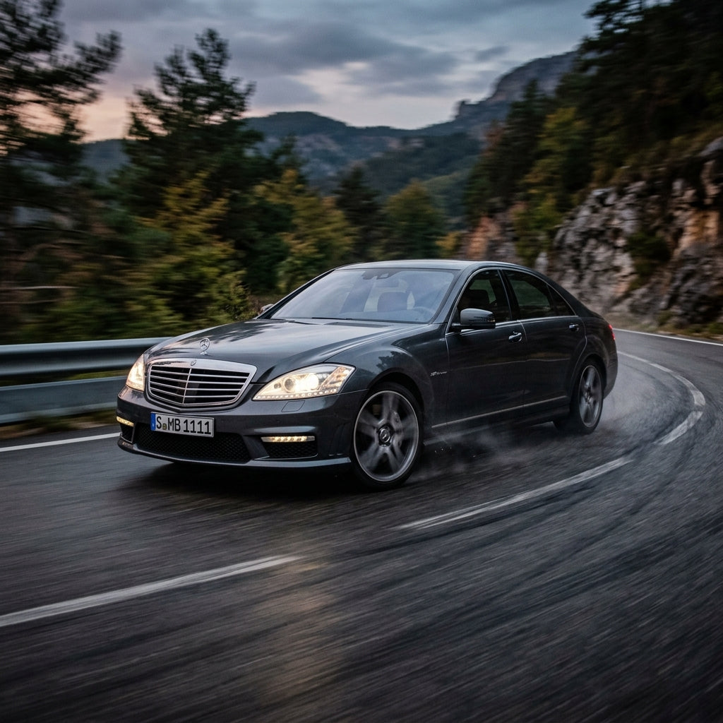 Action Shot: Mercedes Benz S-Class Driving Fast