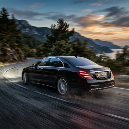 Action Shot: Mercedes Benz S-Class Driving Fast