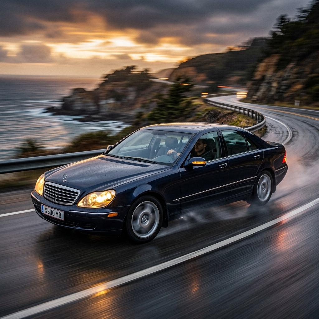 Action Shot: Mercedes Benz S-Class Driving Fast