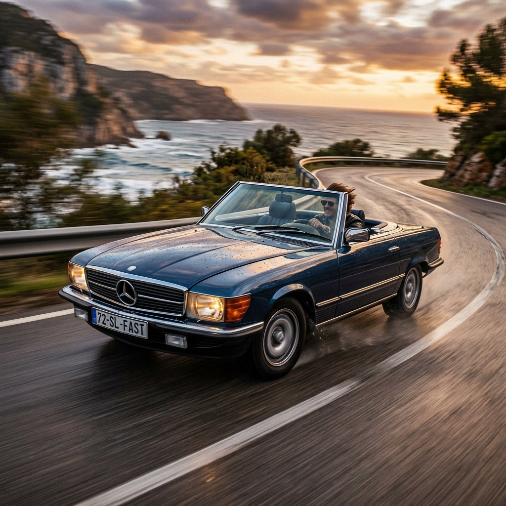 Action Shot: Mercedes Benz SL-Class Driving Fast