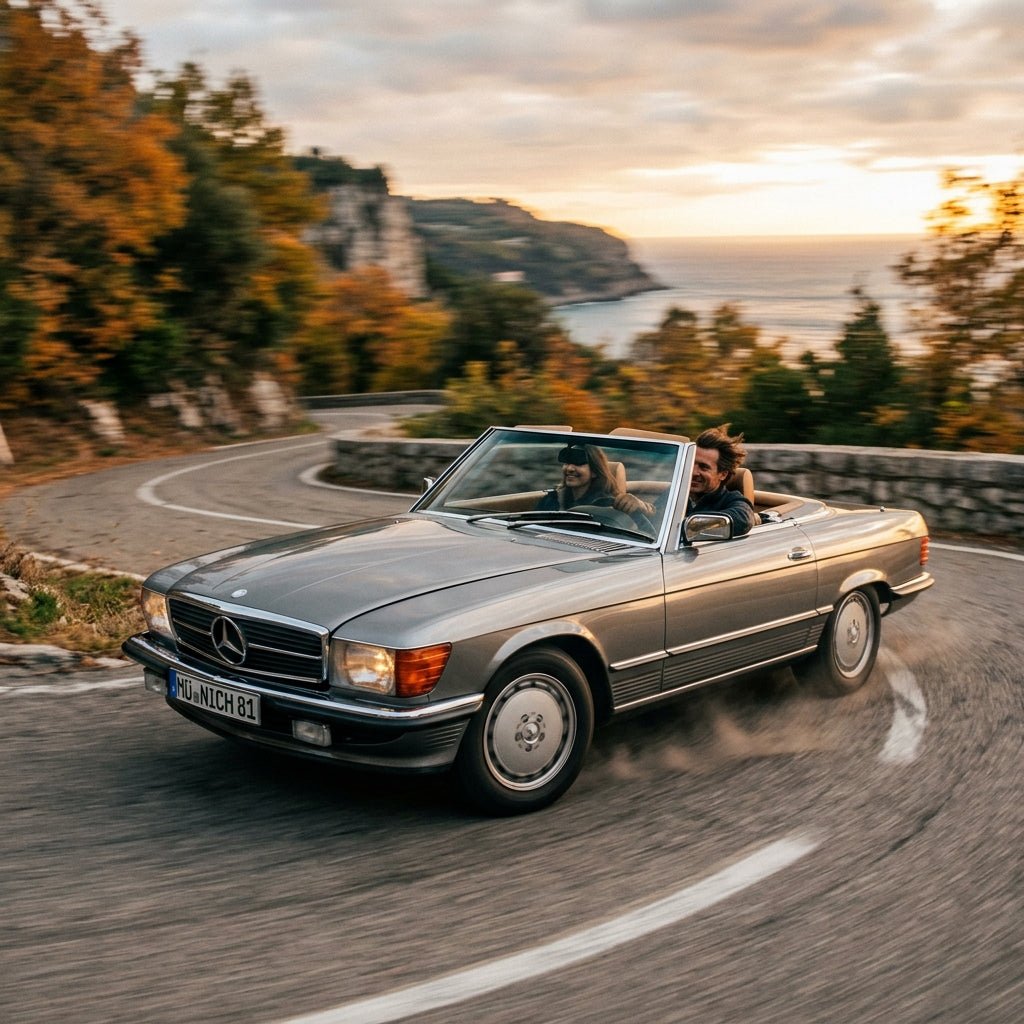 Action Shot: Mercedes Benz SL-Class Driving Fast