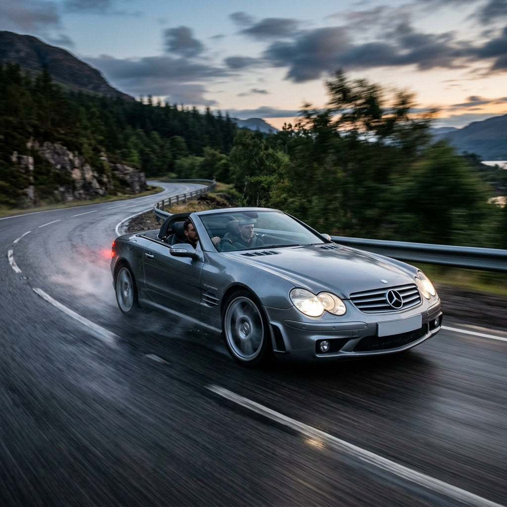 Action Shot: Mercedes Benz SL-Class Driving Fast
