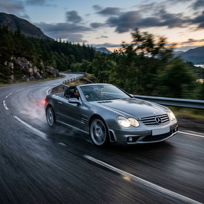 Action Shot: Mercedes Benz SL-Class Driving Fast