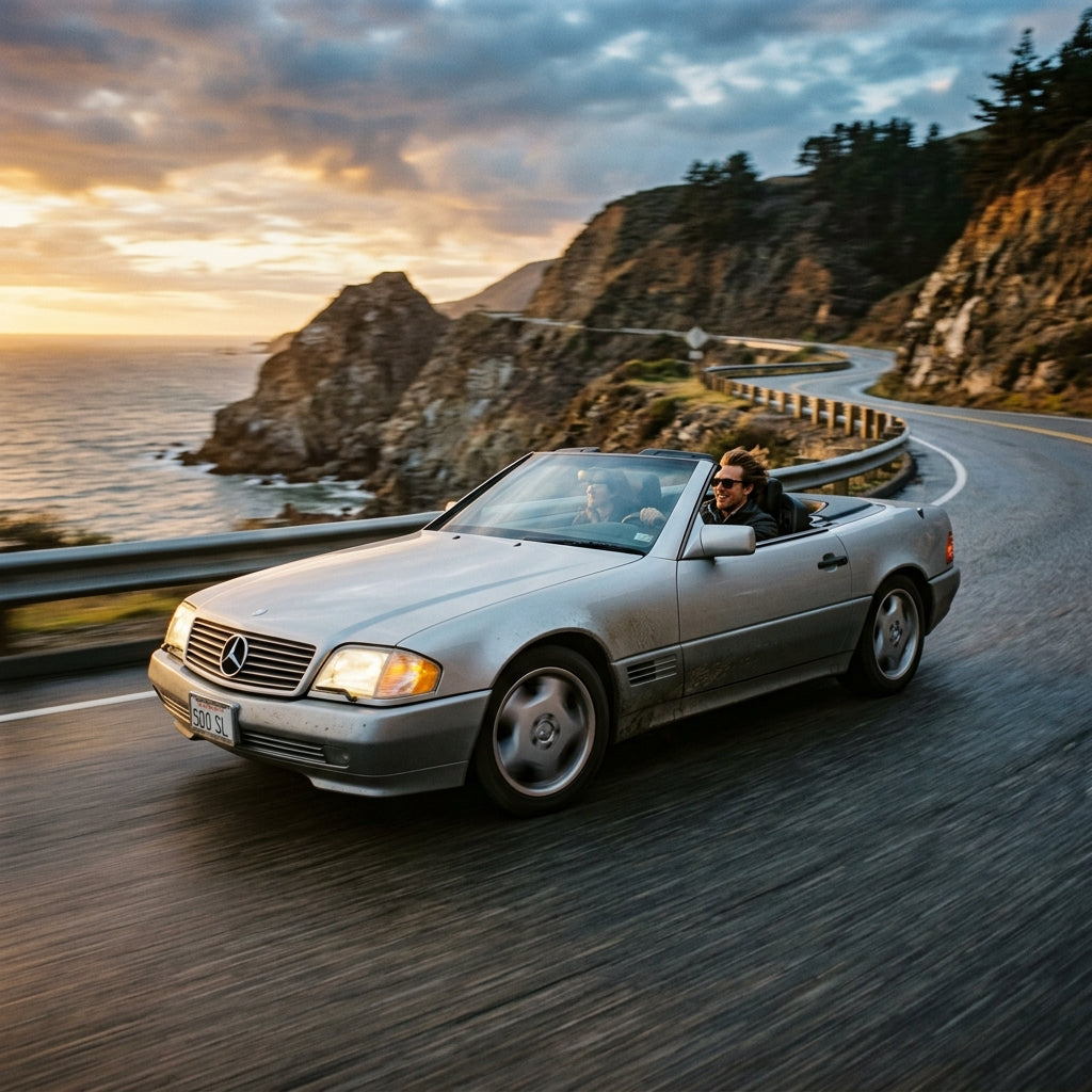 Action Shot: Mercedes Benz SL-Class Driving Fast