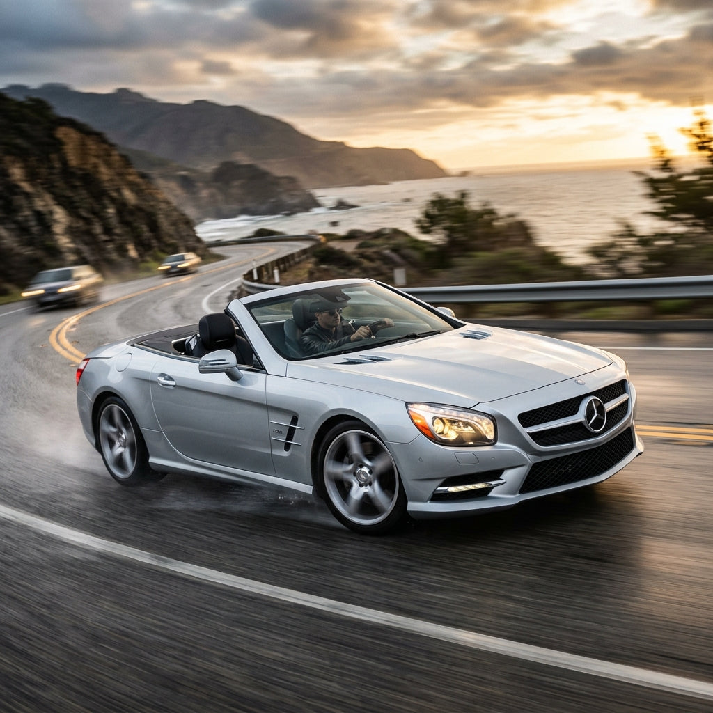 Action Shot: Mercedes Benz SL-Class,CL-Class,S-Class Driving Fast
