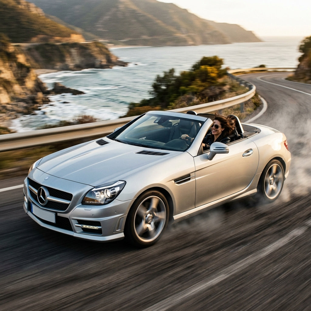 Action Shot: Mercedes Benz SLK-Class Driving Fast