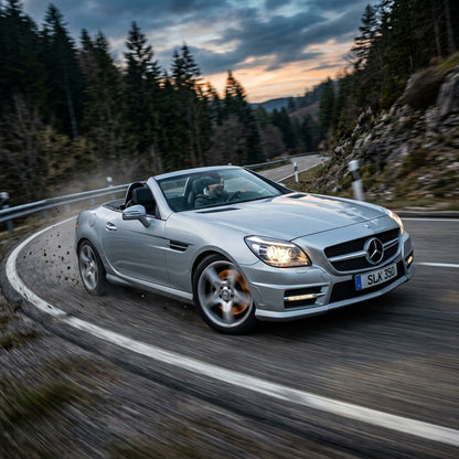 Action Shot: Mercedes Benz SLK-Class Driving Fast