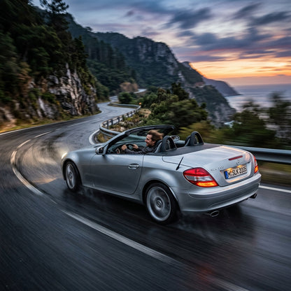 Action Shot: Mercedes Benz SLK-Class Driving Fast