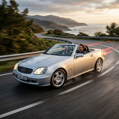 Action Shot: Mercedes Benz SLK-Class Driving Fast