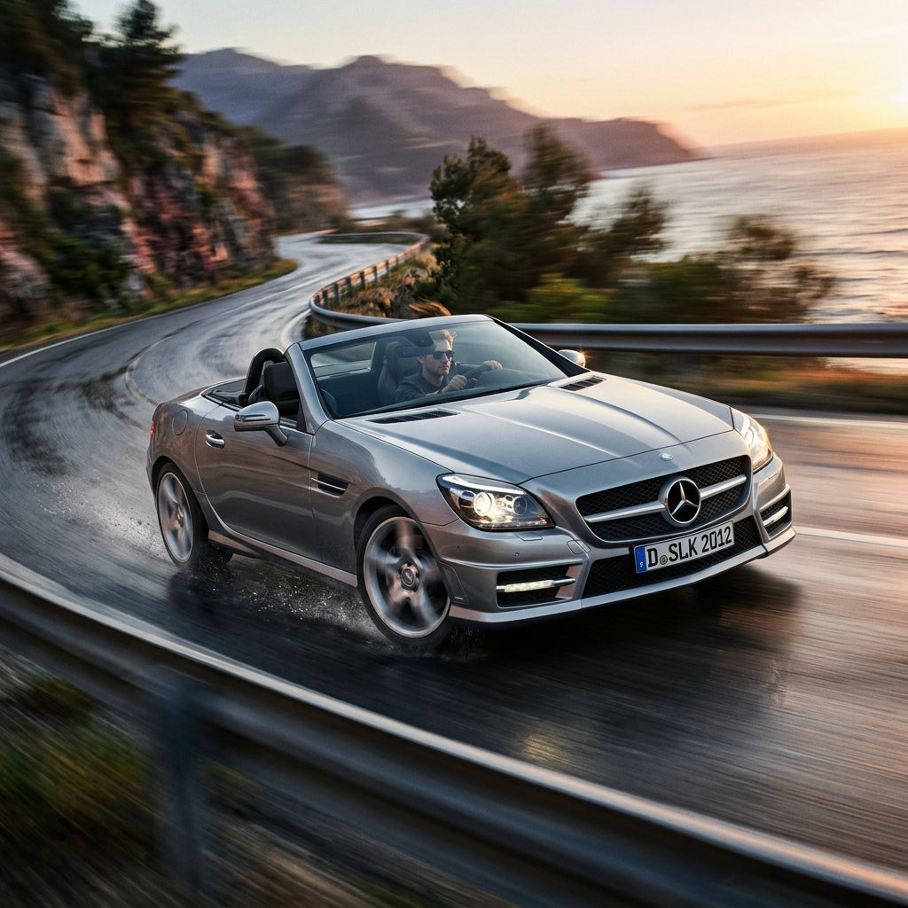 Action Shot: Mercedes Benz SLK-Class Driving Fast