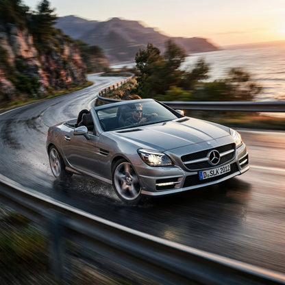 Action Shot: Mercedes Benz SLK-Class Driving Fast