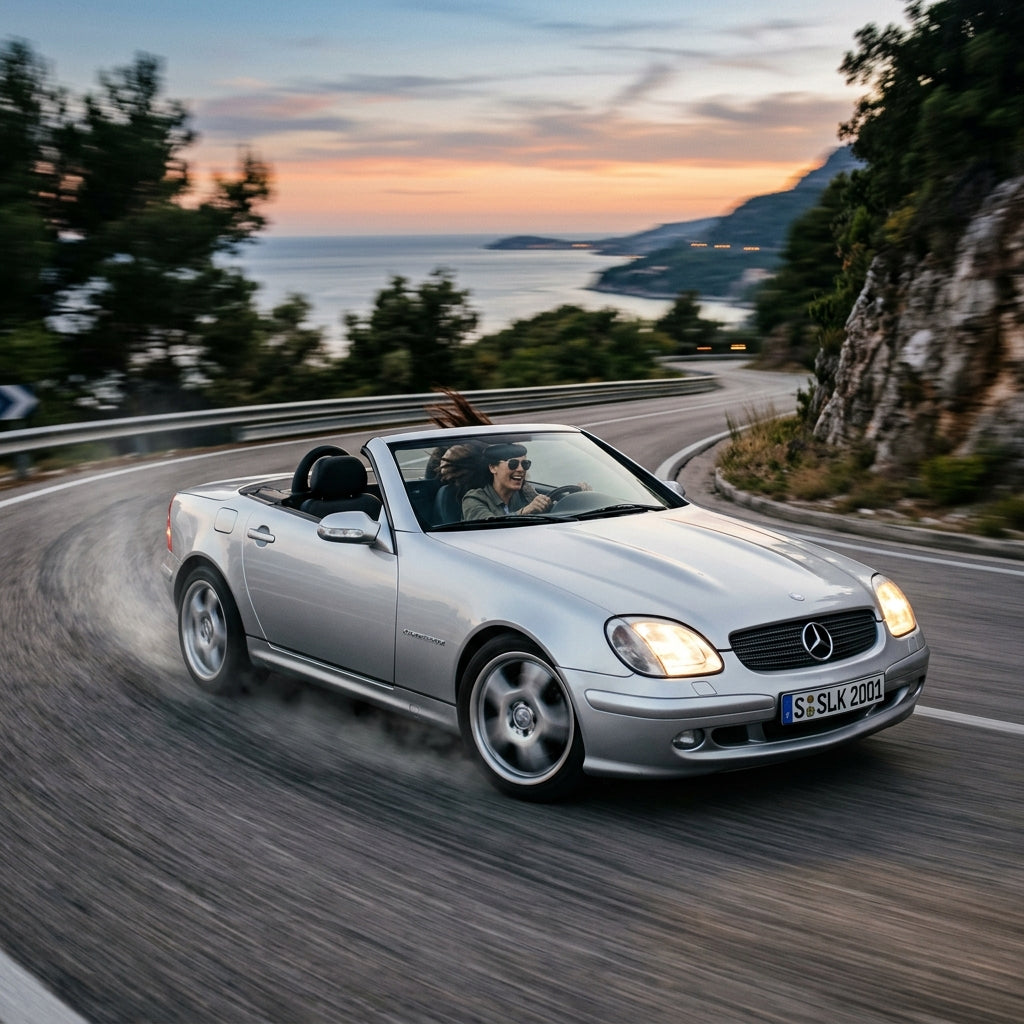 Action Shot: Mercedes Benz SLK-Class Driving Fast