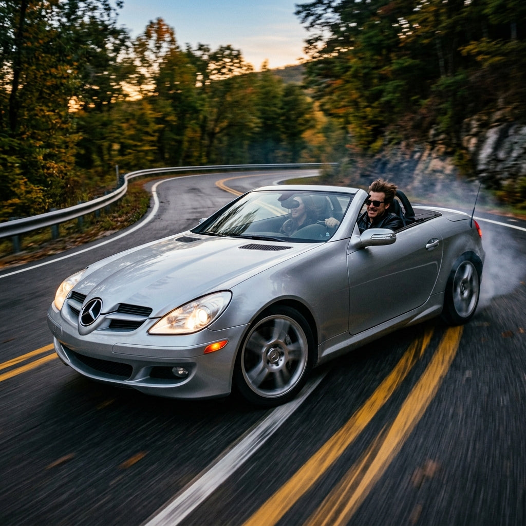 Action Shot: Mercedes Benz SLK-Class Driving Fast