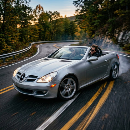 Action Shot: Mercedes Benz SLK-Class Driving Fast