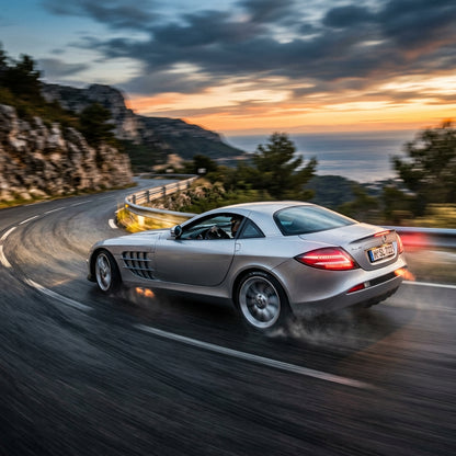 Action Shot: Mercedes Benz SLR McLaren Driving Fast