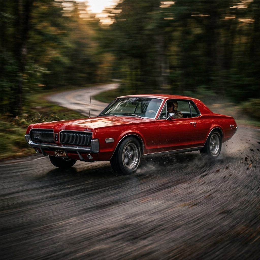 Action Shot: Mercury Cougar Driving Fast