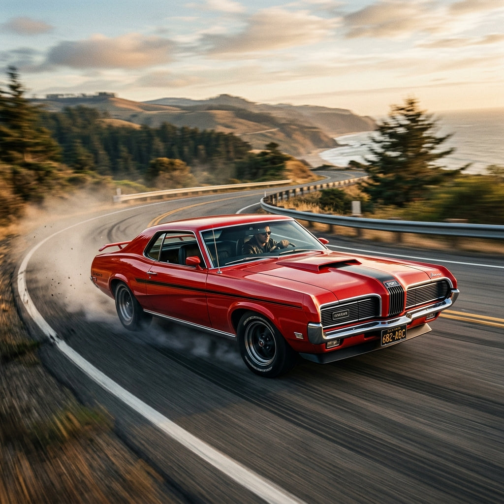 Action Shot: Mercury Cougar Driving Fast