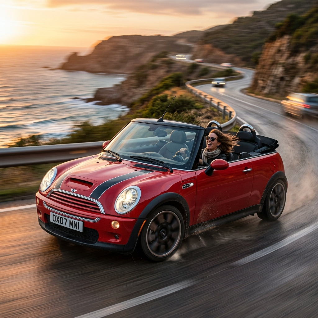 Action Shot: Mini Cooper Clubman,Cooper,Convertible Driving Fast