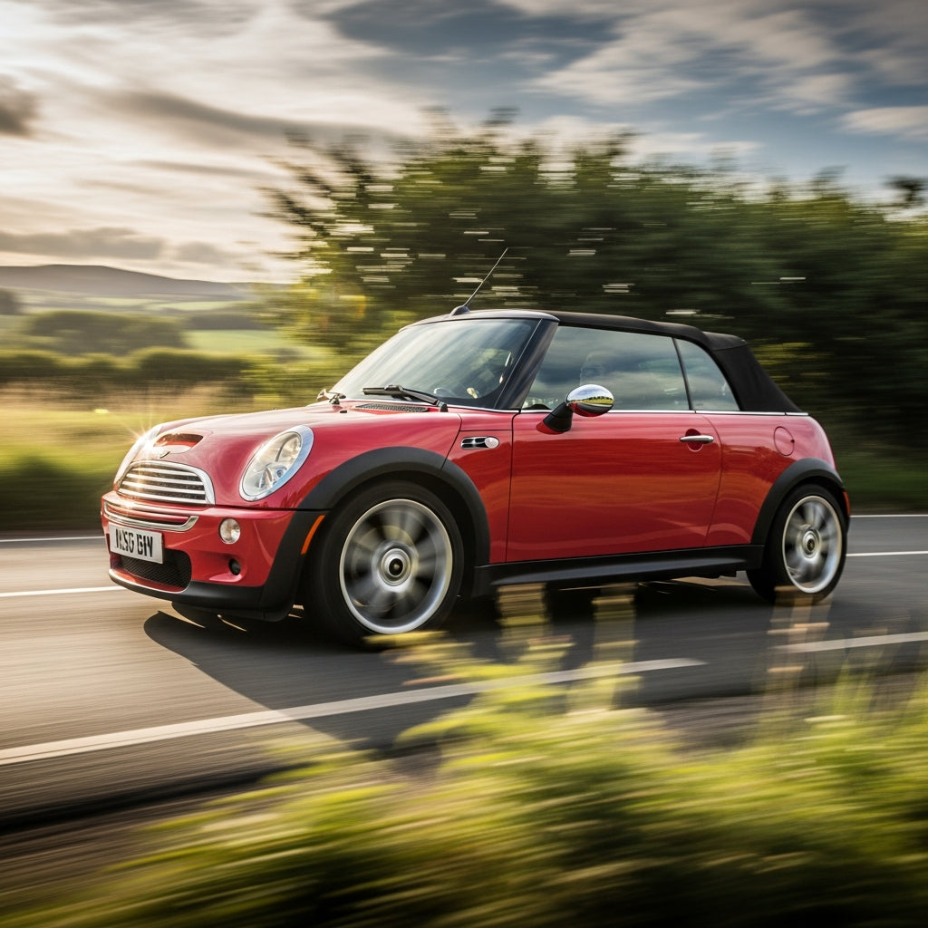 Action Shot: Mini Cooper Convertible, Cooper Driving Fast